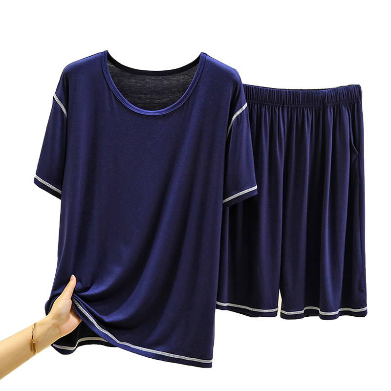 莫代尔男士家居服套装夏季简约纯色短袖睡衣休闲可外穿宽松两件套,淘宝优惠券,粉丝福利购,淘宝优惠卷