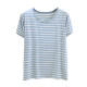 ແມ່ຍິງ summer modal ຄໍ round striped ເທິງ