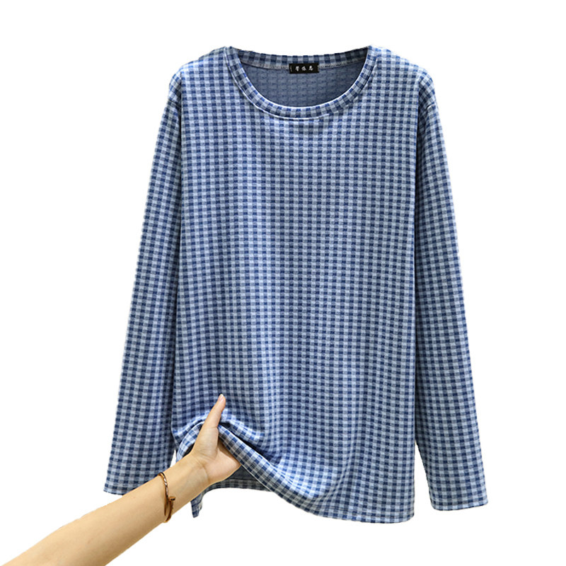 德绒宽松圆领保暖上衣大码加绒格子睡衣上装休闲大码加厚居家T恤,淘宝优惠券,粉丝福利购,淘宝优惠卷