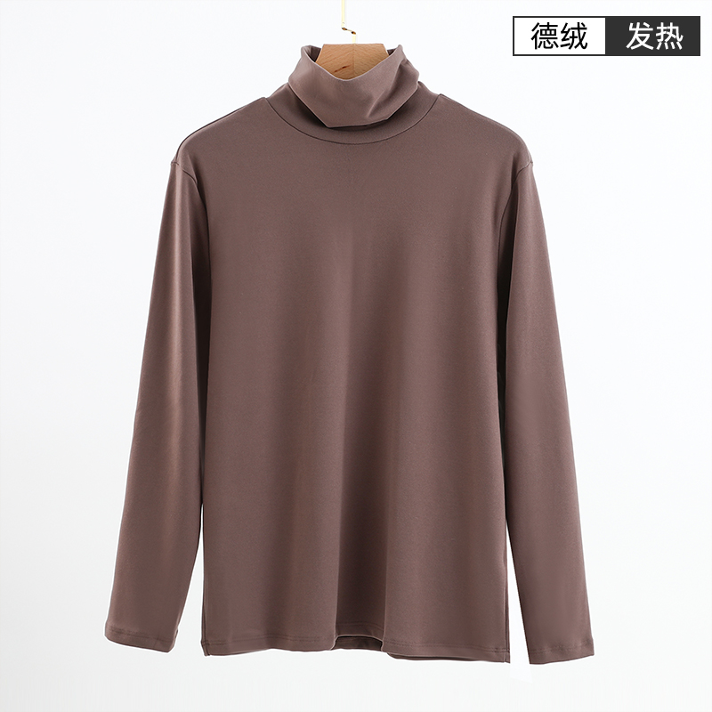 德绒男士高领上衣冬季加厚宽松长袖卫衣休闲大码针织大码打底衫 - 图1
