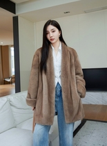 Imported Velvet Purple Mark Mink Fur Coat Woman Whole Mink Retro vintretold V territorial waters Mink Grass Coat Winter