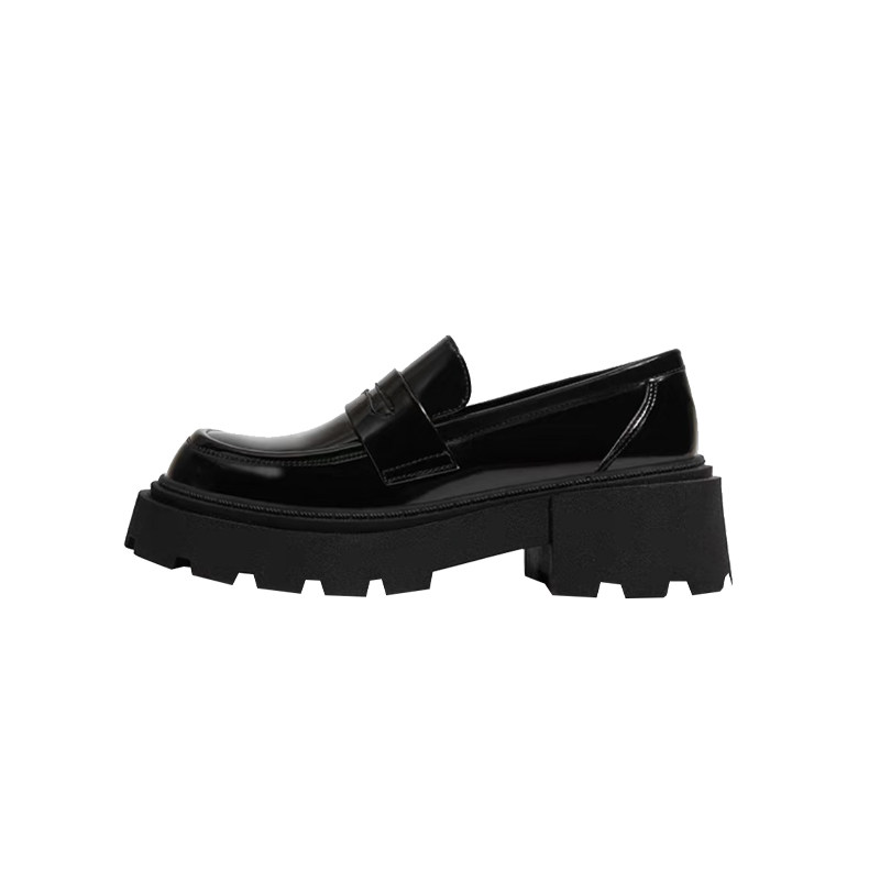 【腹肌商店】乐福鞋 真皮厚底增高英伦风小皮鞋女粗跟一脚蹬单鞋,淘宝优惠券,粉丝福利购,淘宝优惠卷