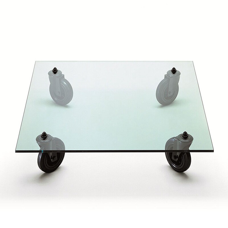 意大利FontanaArte Tavolo Con Ruote by Gae 玻璃转轮茶几收纳 - 图1