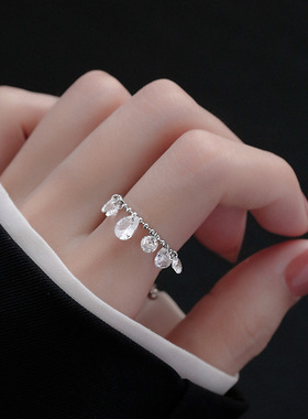 满天星钻石戒指碎泪星河戒指不规则水滴流苏手饰女