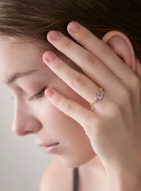 nojes*春季限定 初雪冰晶系列轻奢珠宝  电镀紫水晶细圈女戒指