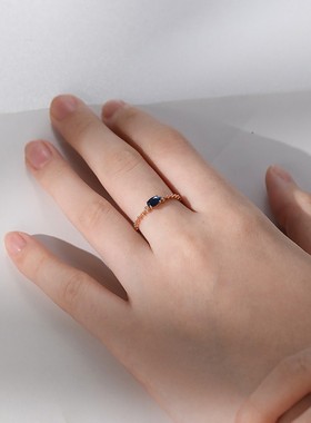 高仿托帕石戒指镀金复古饰品彩宝首饰女简约时尚个性开口戒指女