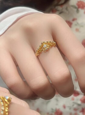 2025新款 公主系列贝儿公主时尚精致原创小众王冠珍珠戒指女