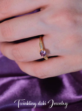 西洋中古风蓝色AAA火彩锆石戒指法式轻奢复古风食指戒女款指环女