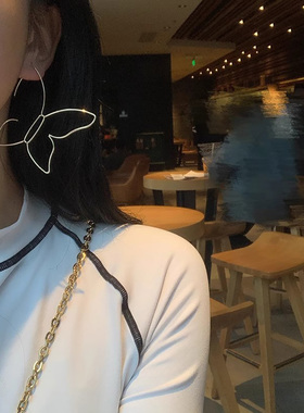 显脸瘦ins欧美超火趣味线条耳钉