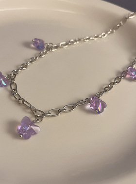 CHOKER紫色蝴蝶轻奢小众锁骨链