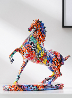 创意轻奢彩色骏马摆件马到成功