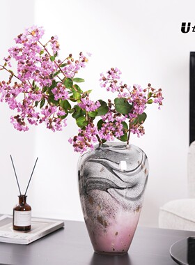 轻奢水墨画琉璃花瓶艺术花器摆件