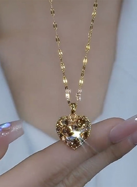 2025年新款咖色满钻锆石项链