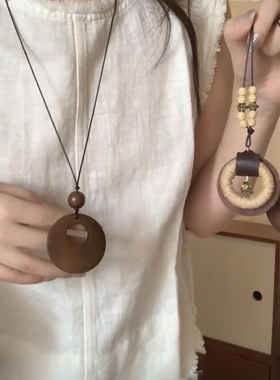 复古蝉意国风木质圆环项链