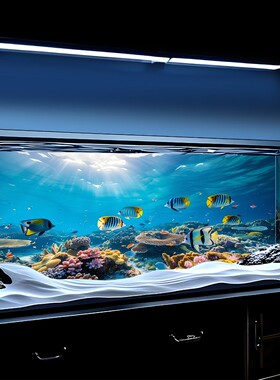 5d立体画高清图海底新款鱼缸背景专用贴纸3d造景水族箱装饰画壁纸