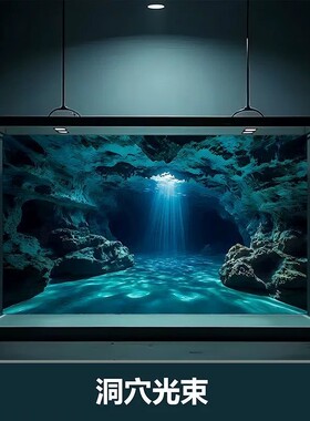2026新款海底洞穴5d立体画高清图水族箱造景装饰鱼缸背景专用贴纸