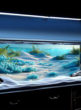 3d造景水族箱装饰画新款鱼缸背景画海洋海草5d立体高清图贴纸壁纸