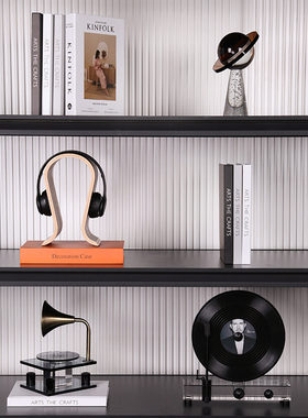 软装恒大北欧轻奢展示柜高端家居样板房客厅音乐氛围唱片装饰摆件