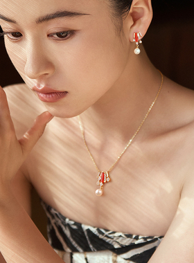 宫主上上签系列 新中式小众中国风925银红玛瑙贝珠项链女款好运