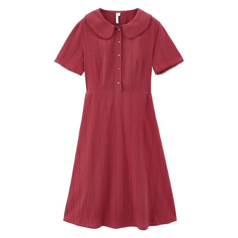 茵曼旗舰店娃娃领法式复古潮连衣裙 茵曼田田极客连衣裙