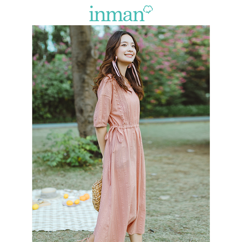 茵曼旗舰店桔梗初恋森系2020连衣裙 茵曼田田极客连衣裙