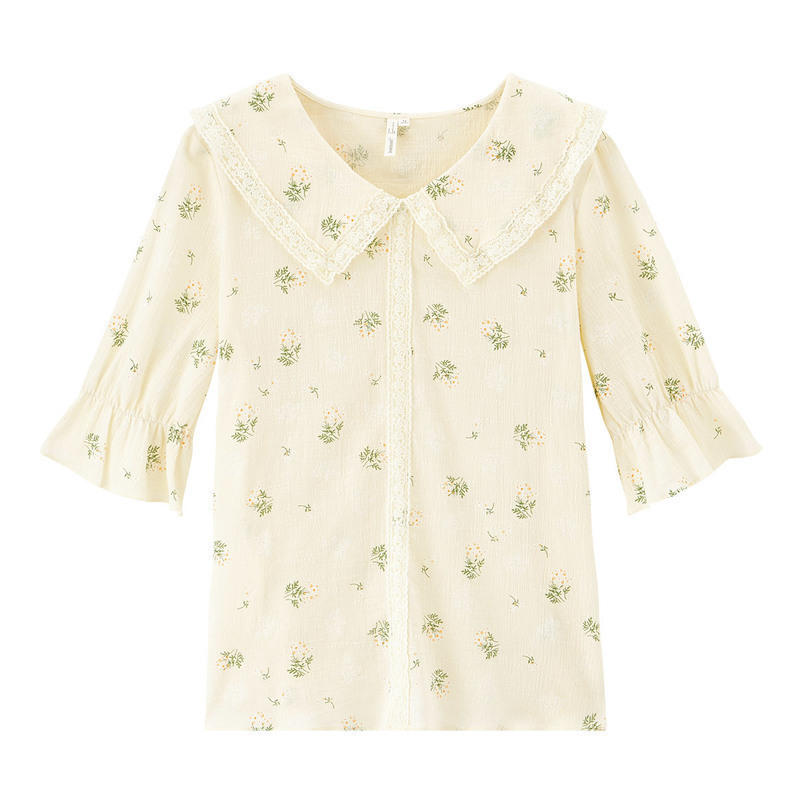 茵曼旗舰店法式短袖女2020夏装衬衫 茵曼田田极客衬衫