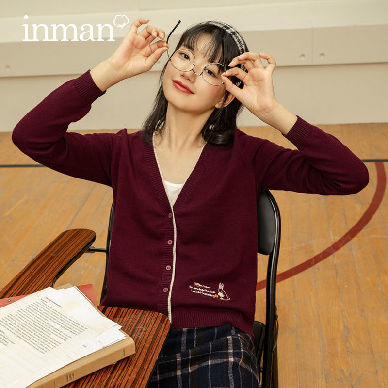 茵曼毛衣春秋外穿韩版宽松慵懒开衫 茵曼田田极客毛衣