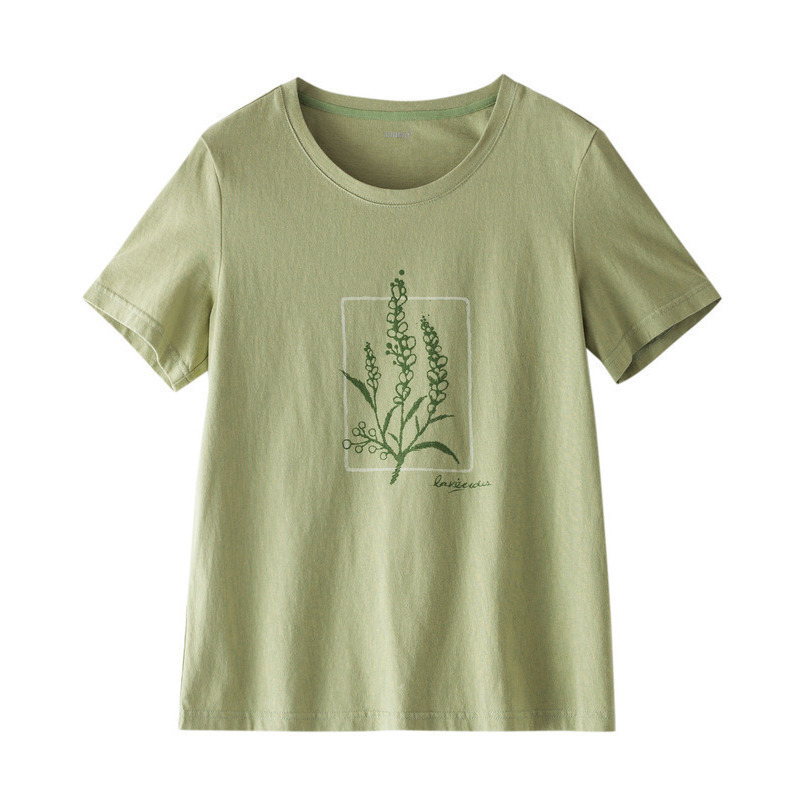 茵曼旗舰店白色纯棉女短袖2020 t恤 茵曼田田极客T恤