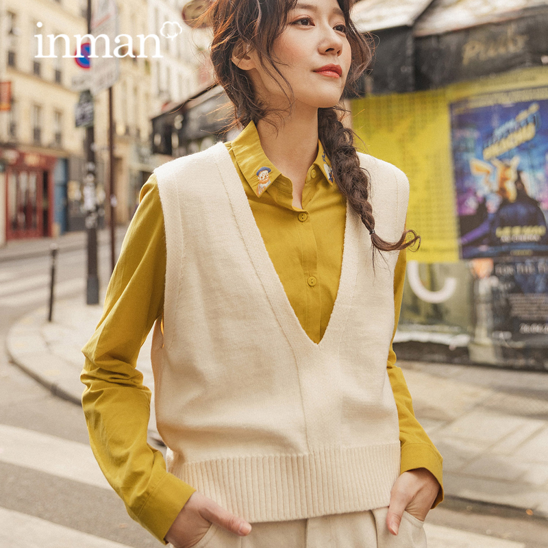 茵曼针织马甲女背心2020秋冬装毛衣 茵曼田田极客毛衣