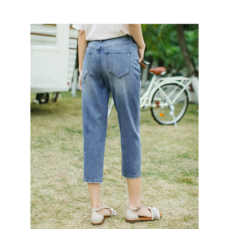 茵曼旗舰店七分裤女2020夏装牛仔裤 茵曼田田极客牛仔裤