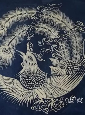 蜡染布艺定制锦鸡凤凰图案桌旗桌旗抱枕加工民族民间非遗工艺贵州
