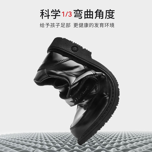唯景男童黑皮鞋春秋软底大童儿童皮鞋男孩小学生英伦黑色表演出鞋 - 图1
