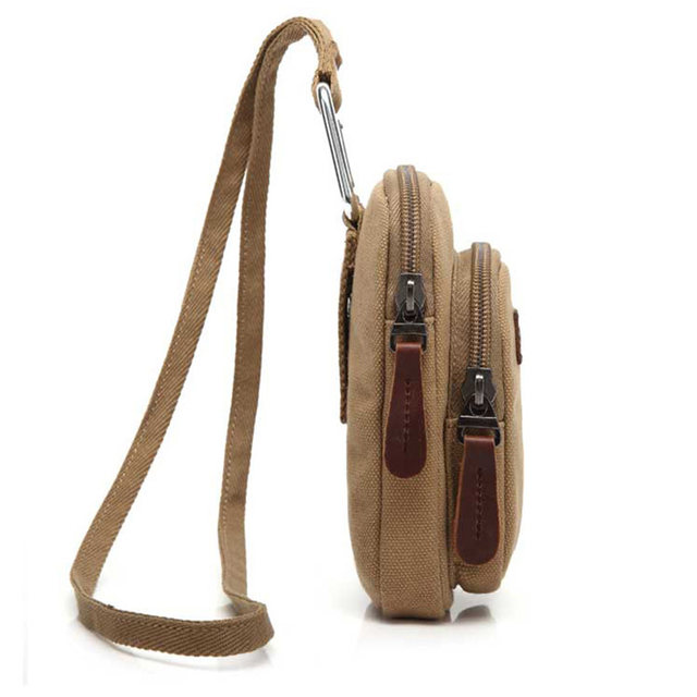 Men's hanging neck belt canvas bag vertical style