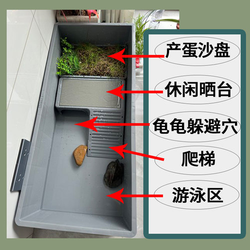加厚乌龟缸带晒台鱼缸饲养箱养龟专用乌龟别墅熟料箱大型龟盆龟池 - 图2