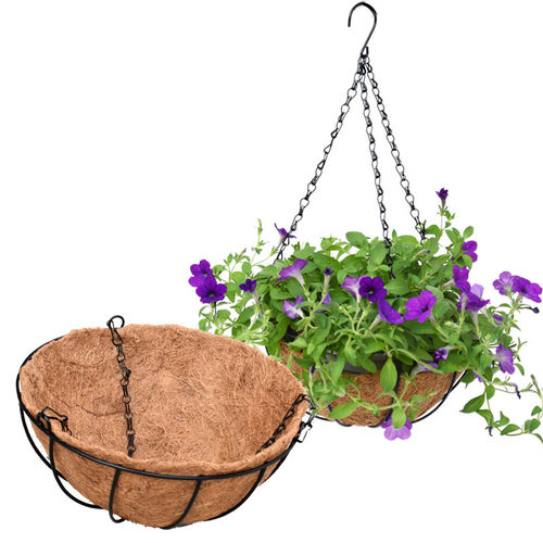 花篮吊兰花盆悬挂式吊篮编织花盆铁艺挂钩盆壁挂吊挂垂吊多肉花盆 - 图3