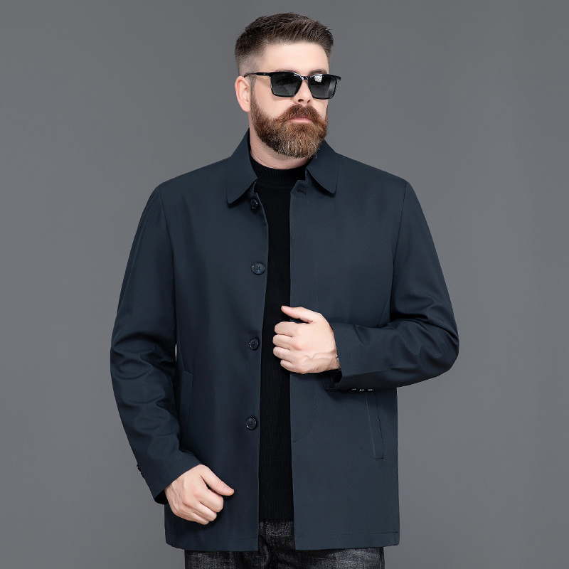 中老年秋冬加大码男士特大号单排扣 宝盾狼风衣