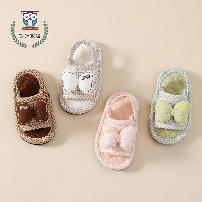 新款纯棉布艺可爱卡通儿童拖鞋春秋室内居家加厚防滑静音地板加厚,淘宝优惠券,粉丝福利购,淘宝优惠卷