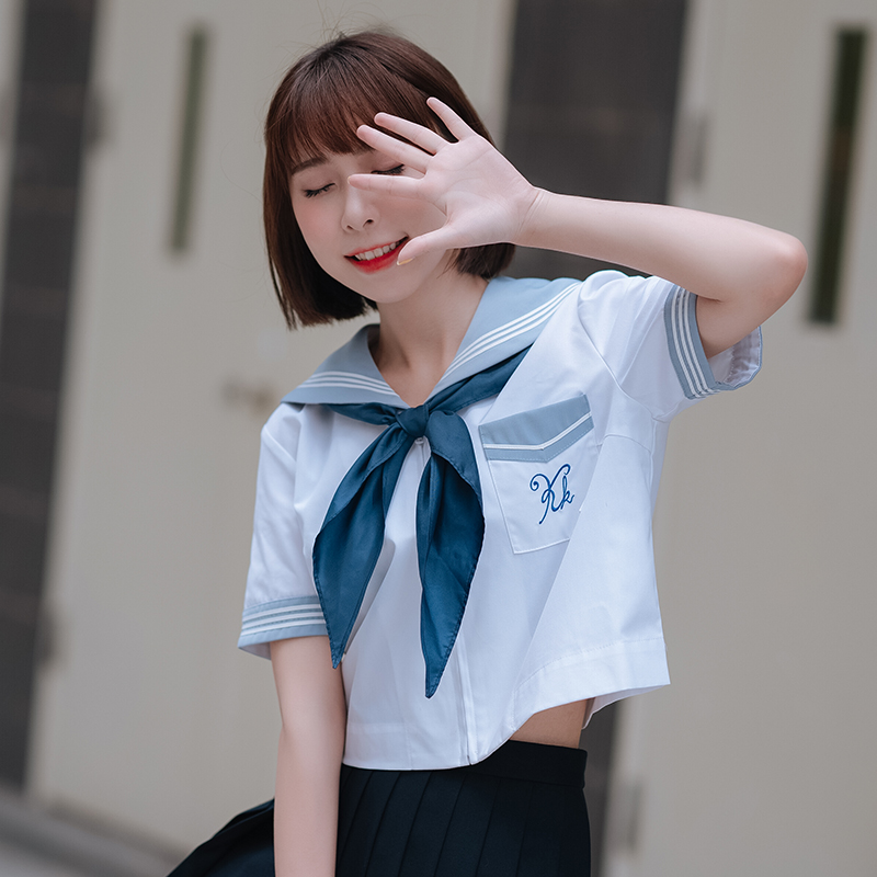 【梗豆物语】JK制服 日本画师yaca限定合作款灰蓝领白三本夏服