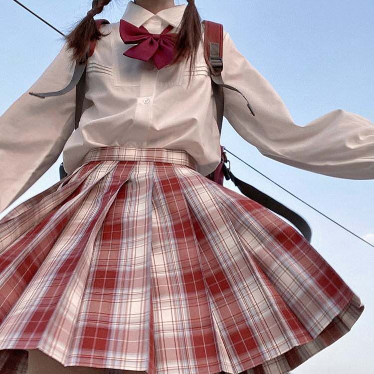 【梗豆物语】*金鱼姬*全涤面料JK制服少女日系甜美百褶格裙短裙