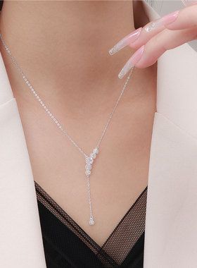 银十字链S999纯银星星流苏项项链