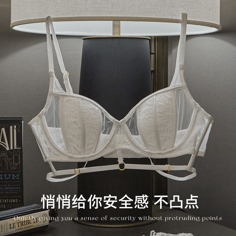 女士大胸显小超薄杯收副乳法式文胸 丝之莎内衣文胸