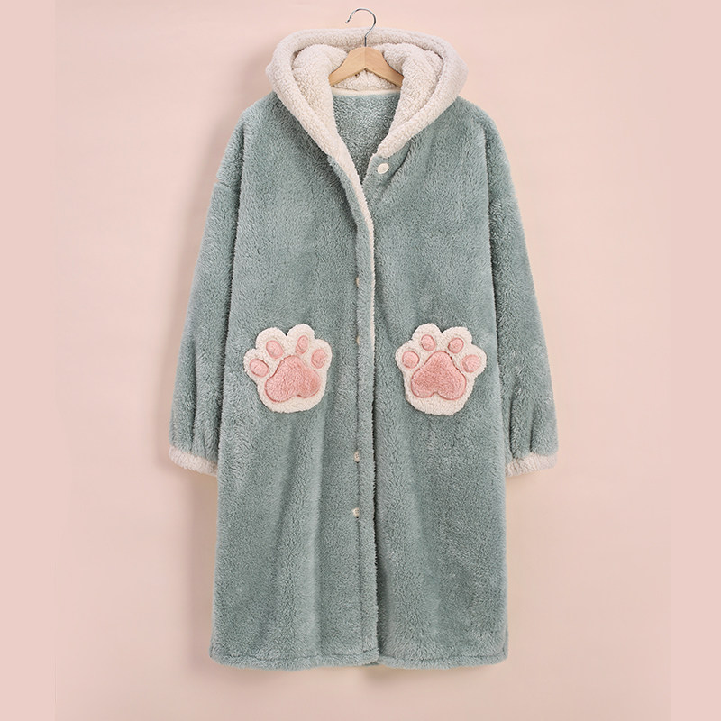 情侣秋冬季珊瑚绒长款男可爱睡袍 美腾睡袍/浴袍