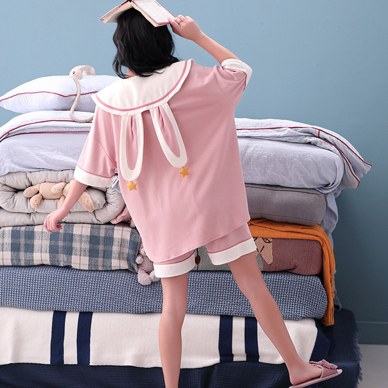 春秋季夏纯棉兔家居服套装ins睡裙 美腾睡衣/家居服套装