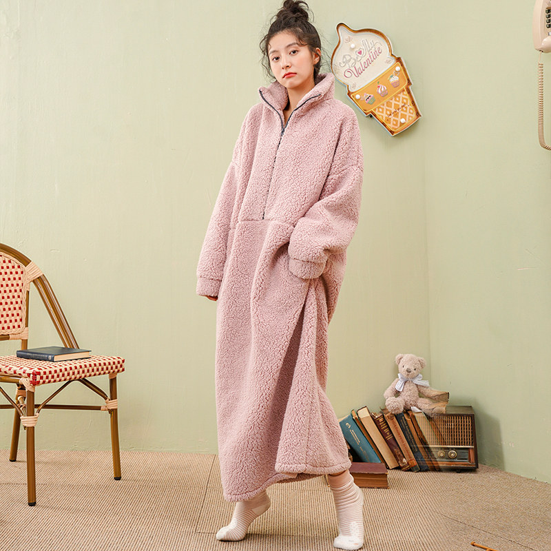 秋冬法兰绒长款网红款珊瑚绒睡衣 美腾睡裙