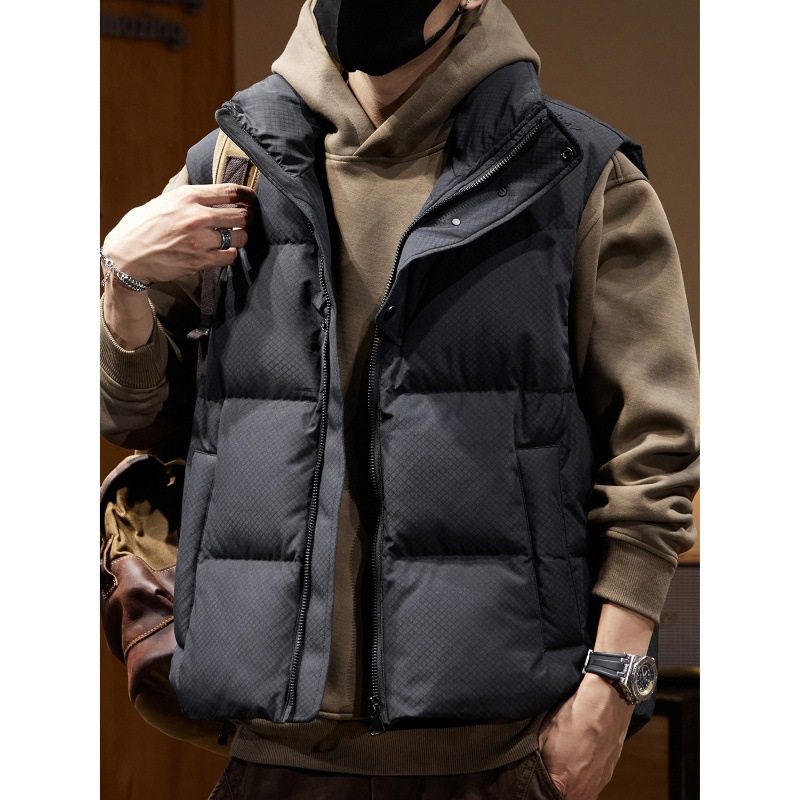 高级感蓬松鸭绒羽绒马甲男宽松大码2025冬季新款保暖外穿工装外套,淘宝优惠券,粉丝福利购,淘宝优惠卷