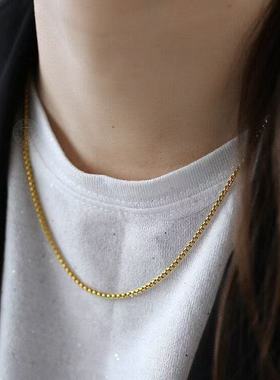 跨境方珍珠项链钛钢方形合仔配链不锈钢链条玉米饰链男士diy配件