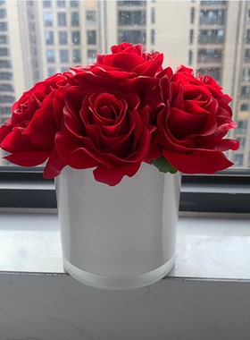 北欧小众黑色直筒玻璃花瓶花束摆件家居桌面装饰玫瑰仿真花插花器