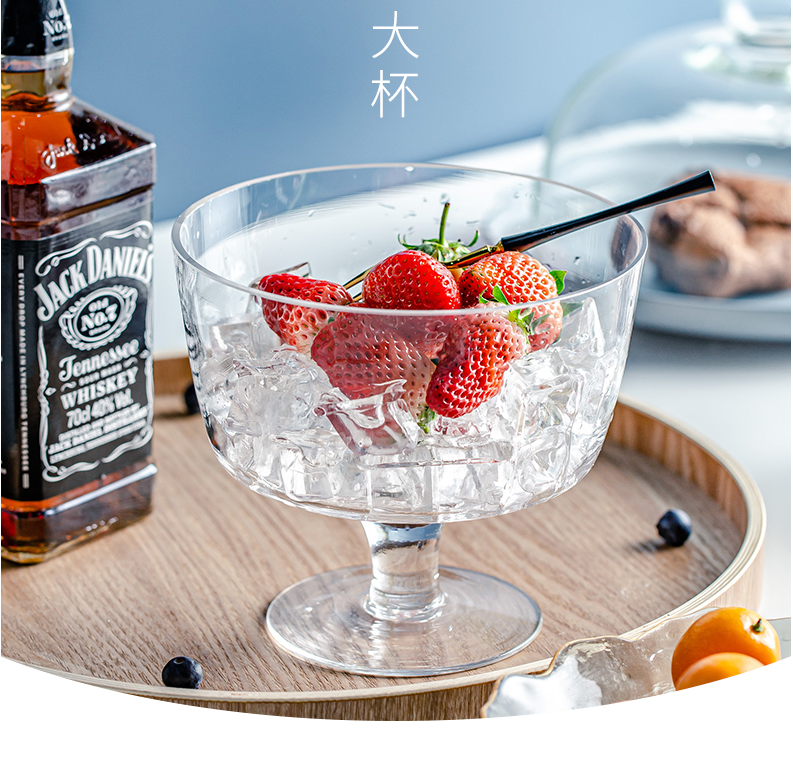 大号高脚玻璃杯水果沙拉杯网红布丁杯超大冰淇凌杯玻璃水果盘 - 图1