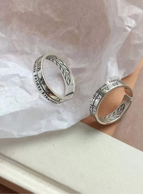 嘻哈潮酷复古简约百搭戒指男女做旧罗马数字开口可调节指环