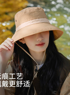 春夏季帽子女士户外出游太阳帽防紫外线遮脸渔夫帽遮阳防水防晒帽